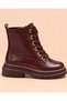 Thick Sole, Patent Leather, Lace-Up, Side Zipper, Comfortable Women's Boots - 3
