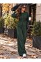 Women's Snap Button Knitwear Double Set High Waist Wide Leg Pants Long Sleeve Set