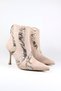 Suede and Snake Skin Women's Thin Heel Zipper Boots 9cm