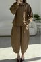 Bronze Color Standing Collar Shirt and Pants Set Per51460 - 3