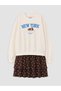 Alita City Lcw Kids Ecru New York Printed Girls' Dress with a Difference