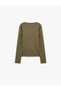 Slim Fit V-Neck Long Sleeve Blouse with Accessory Knot Detail - 2