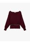 Belted Boat Neck Ribbed Long Sleeve Knit Sweater