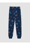 Navy Blue Printed Boys' Pajama Set - Crew Neck 100% Cotton - 3