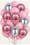 Pink Silver Chrome Deluxe 20-Piece Balloon Set Chrome Pink Chrome Silver Girls' Birthday Baby Shower Party Decoration Celebration Photo Shoot Table Backdrop Concept Decoration Balloons