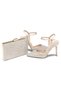 Women's Beige Stone Bridal Shoes and Bag Set Evening Dress Heeled Shoes Clutch Set - 5