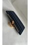 Wallet Women's Black Color Embossed Patterned Card Holder Wallet – 4 Card Compartments, Zippered Coin Compartment, Chain for Attaching to Bags - 4