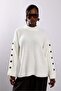 Ecru Buttoned Sleeve Sweater - 5