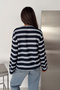 Women's Striped Crew Neck Long Sleeve Basic Sweatshirt - 6