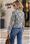 Nox Women's Padded Floral Patterned Tok Fabric Premium Jacket with Horseman Embroidery on the Front - 4