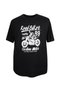 Motorcycle Printed Men's Large Size Slim Fit Crew Neck Black T-Shirt