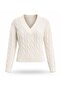 Ecru V-Neck Hair Knit Sweater 190877