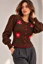 Button-Detail Sharpened Soft Wool Cardigan