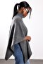 Anthracite Asymmetrical Cut Poncho Sweater - 5
