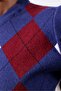 Navy Blue Diamond Pattern Short Sleeve Knitwear - 6