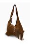 Er10 Suede Tassel Leather Strap Bag-Tan - 2