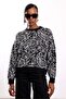 Black Patterned Crew Neck Sweater 1245 - 4