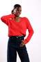 Red V-Neck Hair Knit Sweater 190877 - 3