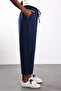 Navy Blue Front-Stitched Sweatpants - 4