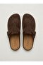 Brown Women's Suede Closed-Front Sabo Slippers