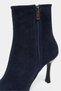 Marma Navy Blue Genuine Suede Zipper Detail Pointed Toe Women's Heeled Boots - 8