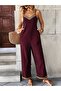 Women's Rope Strap V-Neck Ethnic Stripe Patterned Pocket Detailed Janjan Crepe Jumpsuit - 2