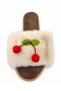 Women's Plush Fur Soft-Sole Lightweight Slippers with Cherry Details - 3