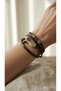 Handmade Real Leather and Brass Fish Detail Two-Wrap Special Design Bracelet