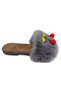 Women's Plush Fur Soft-Sole Lightweight Slippers with Cherry Details - 2