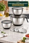 9 Piece Stainless Steel Mixing and Storage Container Set with Lids Grater Discs Non-Slip Base