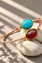 Pure Copper 2 Piece Bracelet with Agate and Turquoise Real Natural Stones
