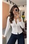 Women's Stretchy Fabric Body-Fitting Cotton Buttoned Blouse Cardigan - 6