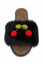 Women's Plush Fur Soft-Sole Lightweight Slippers with Cherry Details - 3