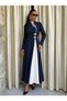French Elegance |   Women's Long Sleeve High Collar Dress with Drop Detail, Long Length, Crepe Fabric, Stylish Dress