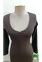Women's long sleeve deep chest detailed waist lace-up long diving dress - 6