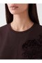 Brown Floral Appliqué Soft Touch Women's Sweatshirt Tunic - 3