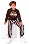 Boy's London Written Sweatpants with Stripe Pattern Brown Color Sweatpants Set - 3