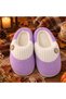 Women's Soft Plush House Slippers with Button Detail - Warm Ribbed Plush Indoor Shoes - 4