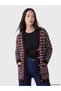 Two Mt Shop Quality Burgundy Knitwear Plaid Midi Women's Cardigan