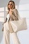 Women's Large Size Cream Shiny Leather Tote Bag – Shoulder Bag |   Daily & Office Combination Compatible