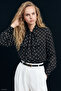 Polka Dot Patterned Scarf Shirt - Black