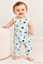 Safari Animal Patterned Mint Green Sleeveless Unisex Baby Jumpsuit with Pockets