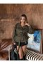 New Season Women's Stand Collar Nubuck Suede High Collar Thick Textured Snap Detailed Back Gathered Belted Women's Jacket - 3