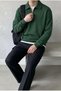 Polx Men's Polo Collar Zippered Sweatshirt - Half-Zip Comfortable Fit Solid Color Sweatshirt - 2