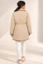 Baklava Patterned Lined Leather Coat with Pockets - 4
