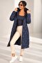 Coat with Hood, Zipper on the Front, Snaps on the Sides, Lined Long Puffer Coat - 3
