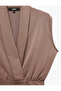 Modal Fabric Gathered Double Breasted Collar Sleeveless Blouse - 3