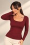 Women's Square Neck Long Sleeve Blouse
