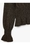 Crew Neck Long Sleeve Wool Sweater with Waist Accent - 3