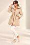 Baklava Patterned Lined Leather Coat with Pockets